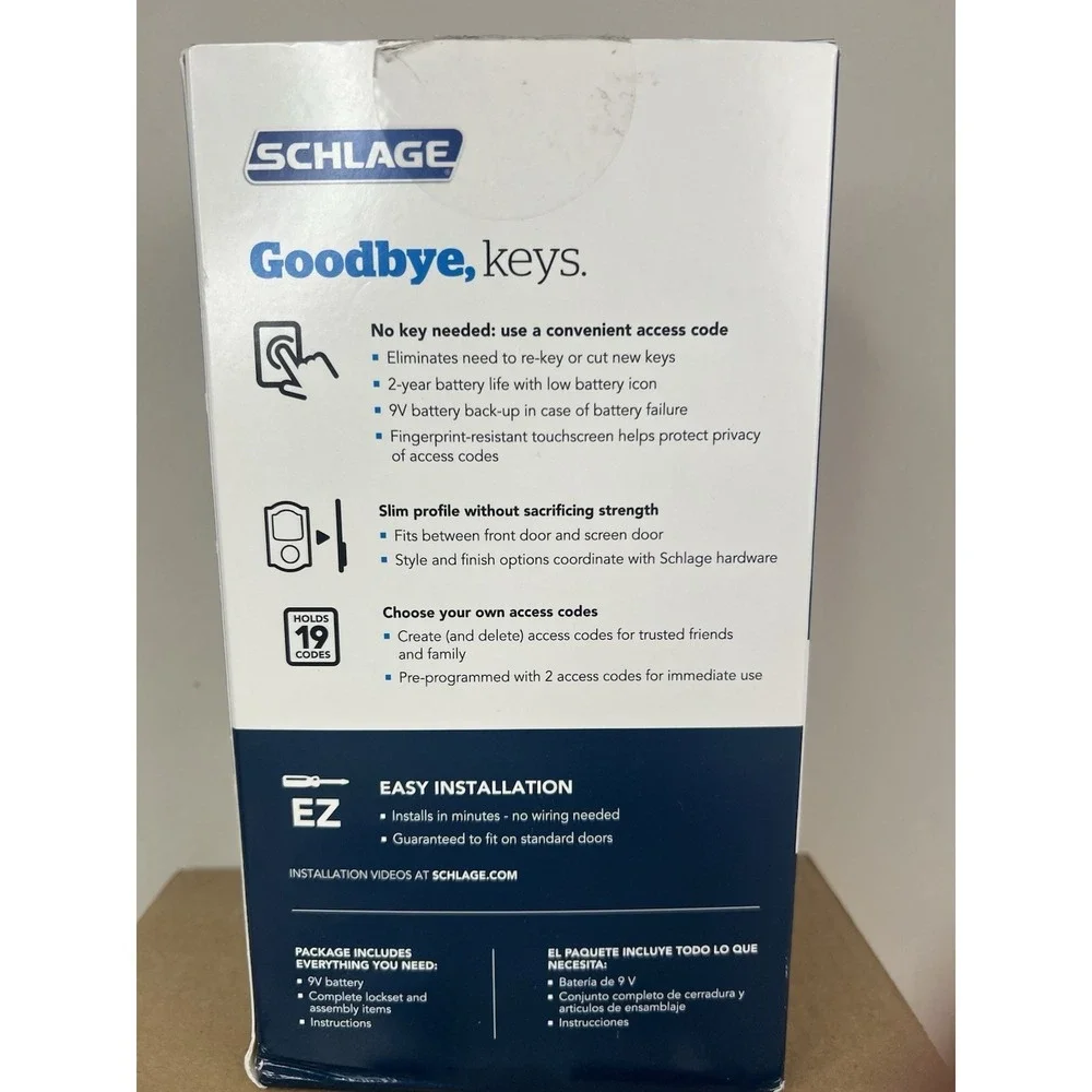 Schlage Touch BE375 V CAM 619 Keyless Entry Deadbolt Door Lock Satin Nickel